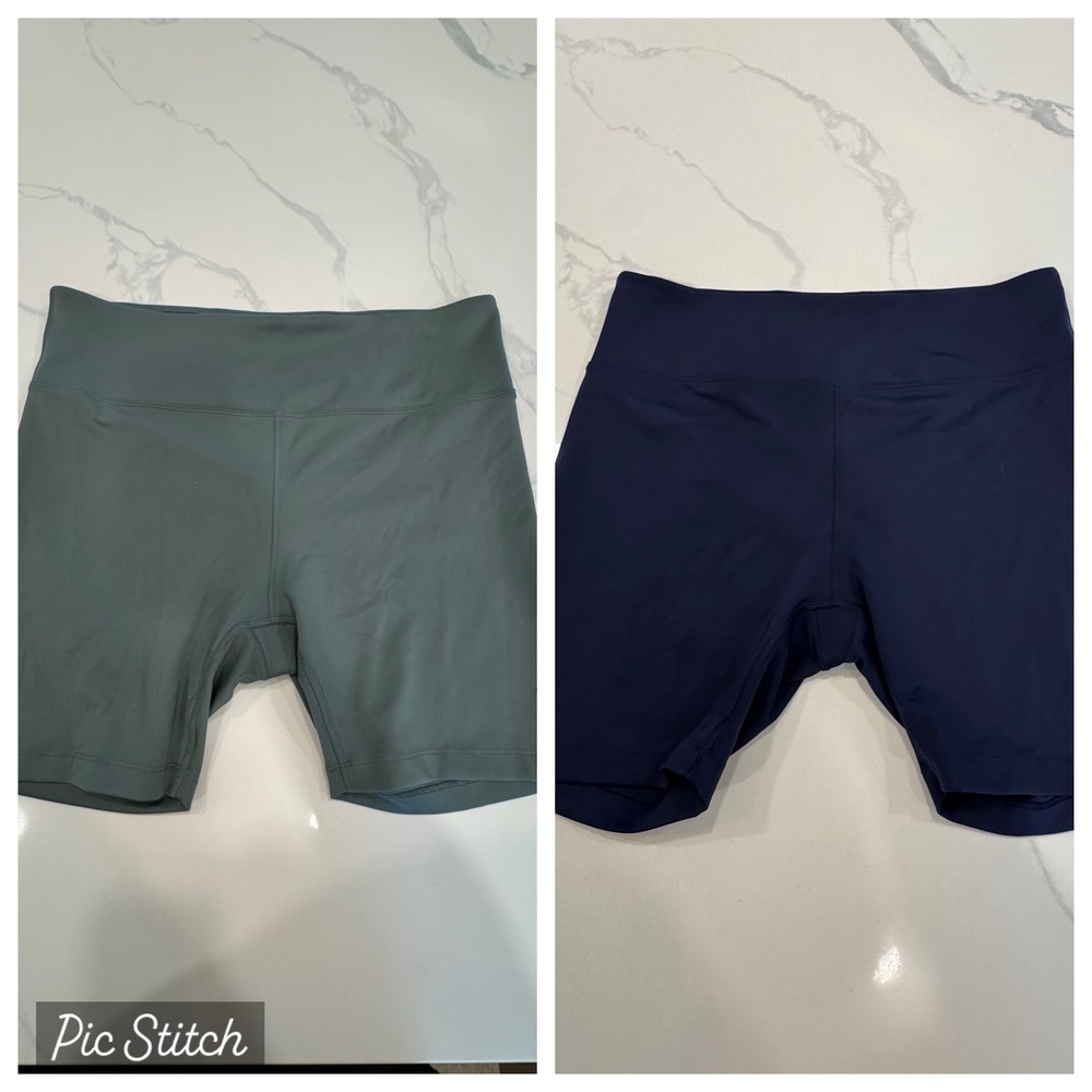 NOBULL Biker Shorts High-Waisted Set of 2 Size XL Green Navy Women